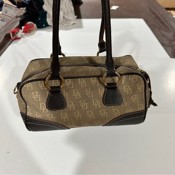 Vintage Dooney & Bourke Canvas Leather Satchel Shoulder Bag - Picture 5 of 16